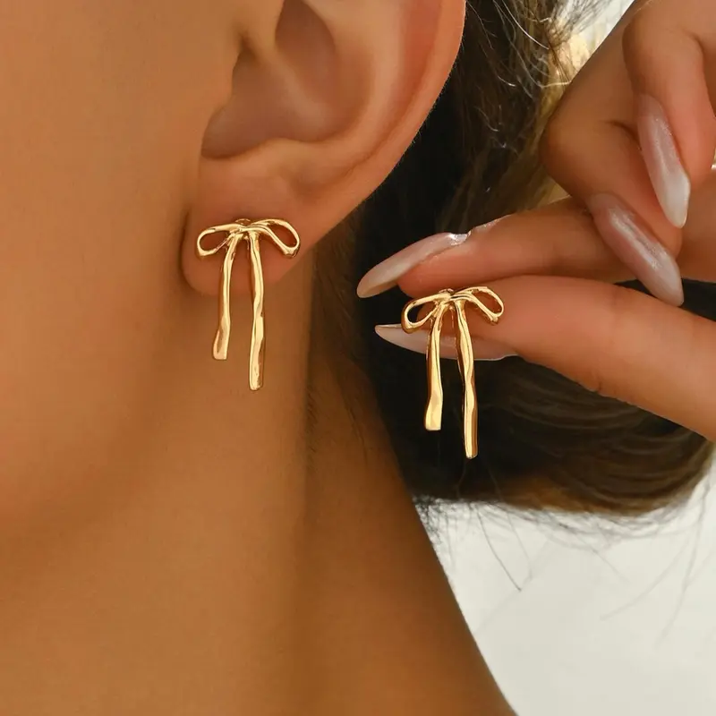 Women's Elegant Bowknot Design Stud Earrings, Cute Trendy Stud Earrings, Fashionable Jewelry for Women for Daily & Party Decoration, Daily Gift Earrings