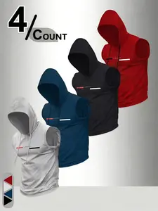 Men's Fashion Sport Hooded Tank Top, Muscle Fit Sleeveless Training Hoodie, Striped Print Gym Shirt, Power Training, Athletic Hoodies (multiple Colors), Sleeveless Sports Top