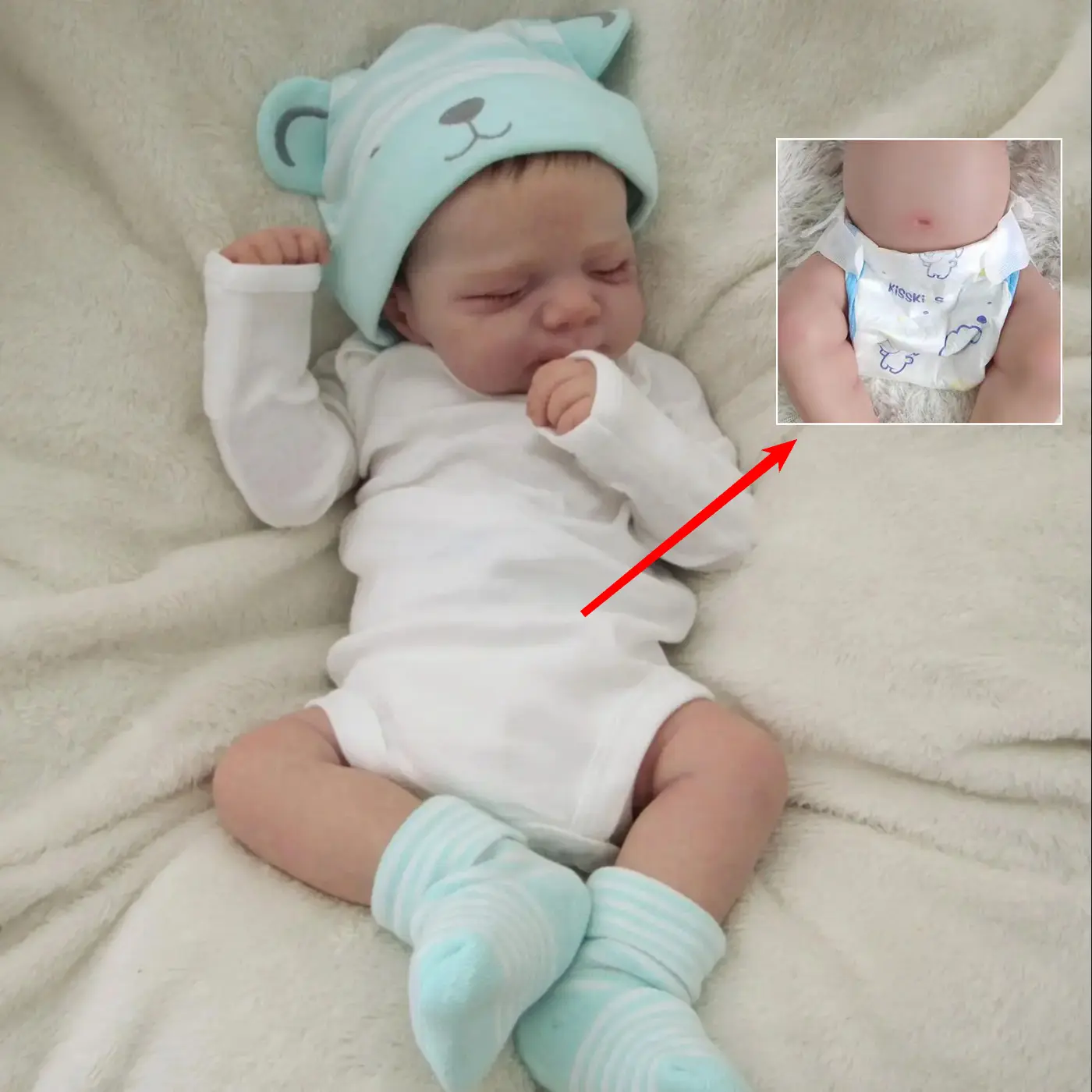 HADOLL Reborn Baby Girl Doll (48cm/19in) - Soft Vinyl, 3D-Paint Skin, Real Skin Veins, Real Sleeping Bebe Bathe Toy for Children's Birthday Gift (Rebornbabydoll)