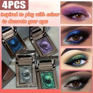 4pcs Pearl Eyeshadow Palette Single-Shade Eyeshadow Eye Brightening Long-Lasting Silky Smooth & Easy to Apply