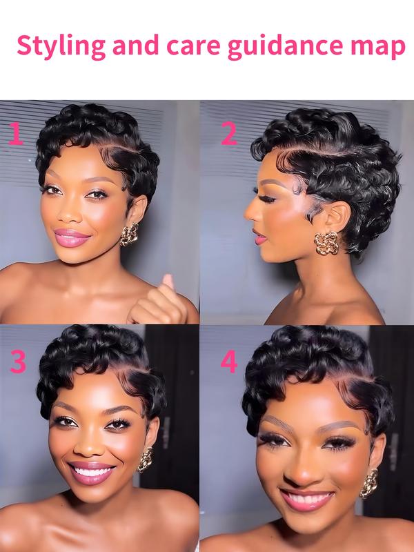 Short Pixie Cut Wigs Human Hair Curly Lace Front Human Hair Wigs For Women Natural Black Hair 13x4 Lace Wigs Curly Bob Wig