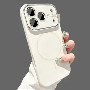 Premium Silicone Shockproof Protective Casing for iPhone 17 Pro Max, 16/15/14 Pro - Customized Small Ring Magnetic Charging Accessory, Skin-Feel, Anti-Drop, Full Coverage, Large Viewing Window for Outdoor Use Mobile Phone Accessories