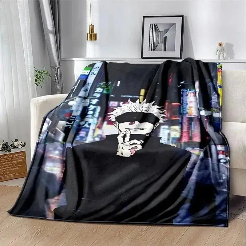 Jujutsu Kaisen Anime Manga Throw Blanket Satoru Gojo Yuji Megumi Nobara Plush Flannel Fleece Blanket Super Soft Cozy Warm Gift for Anime Fans Kids Teens Adults Bed Sofa Couch Dorm Room Decor