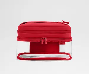 Clear Cosmetic Case in Cherry Red