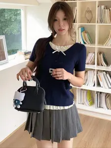 Women’s Casual Long Sleeve Pullover Sweater, Stylish Neckless Design for Autumn & Spring, Trendy Comfortable Knitwear