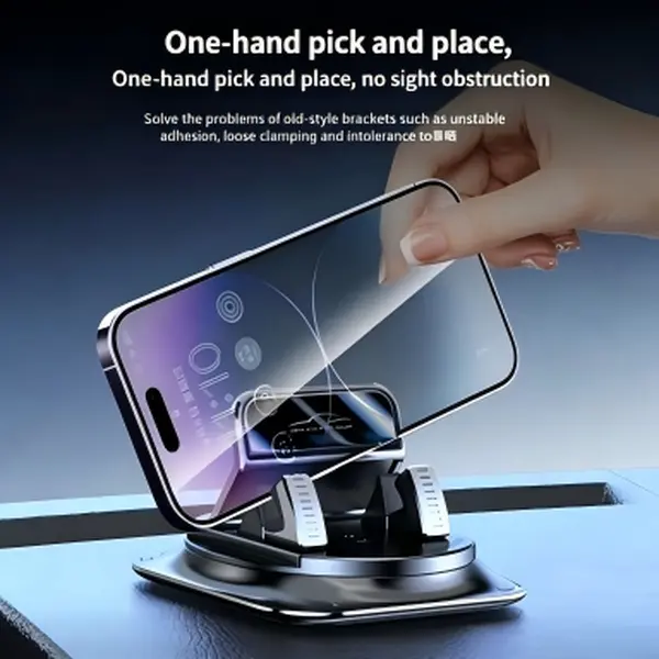 TUOSEN 360 Degree Free Rotation Dashboard Car Phone Mount, Anti-Shake Stable Design, Enlarged Anti-Slip Silicone Base, One Hand Pick and Place, Waterproof Stain Resistant, No Glue No Trace, Compatible with iPhone Android Phones and Thick Cases