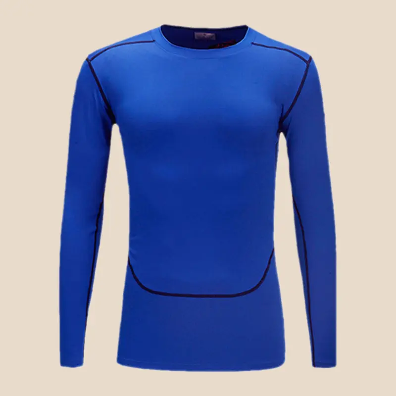 Fitness Compression Shirt Basketball Training Base Layer Long Sleeve High Elastic Breathable Sports Tight Shirt Solid Color Running Quick-Dry Shirt