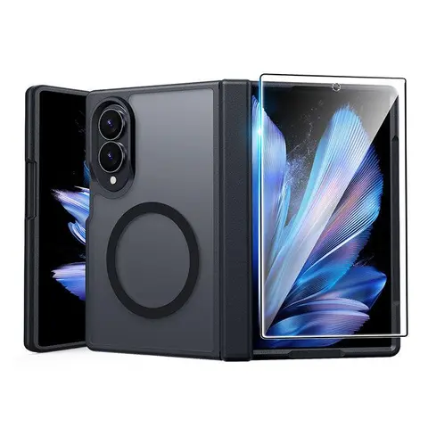 FNTcase Magnetic Protective Case for Samsung Galaxy Z Fold 8 - Translucent Matte MagSafe Cover with Hinge Protection, Shockproof Anti-Drop TPU-Polycarbonate (TPU+PC) Shell, Rugged Military-Grade Defense