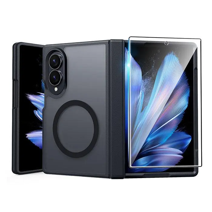 FNTcase Magnetic Protective Case for Samsung Galaxy Z Fold 8 - Translucent Matte MagSafe Cover with Hinge Protection, Shockproof Anti-Drop TPU-Polycarbonate (TPU+PC) Shell, Rugged Military-Grade Defense