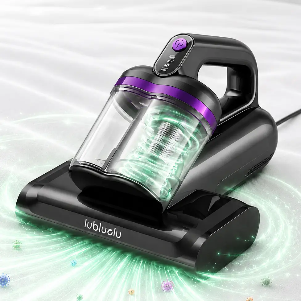 Lubluelu Bed Vacuum Cleaner for Mattress, 350W 12.5KPa Handheld Mattress Vacuum with UV-C Light, Heated Air, Rolling Brush and 630ML Dust Cup for Beds, Sofas and Pet Hair