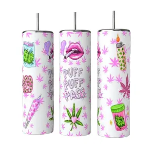 Portable P*ff P*ss 420 20oz Stainless Steel Insulated Tumbler, Reusable Kitchenware Drinkware, Washable Lid & Straw, Long-Lasting Temperature Retention, Hand Wash Only (Not Microwave/Dishwasher Safe)