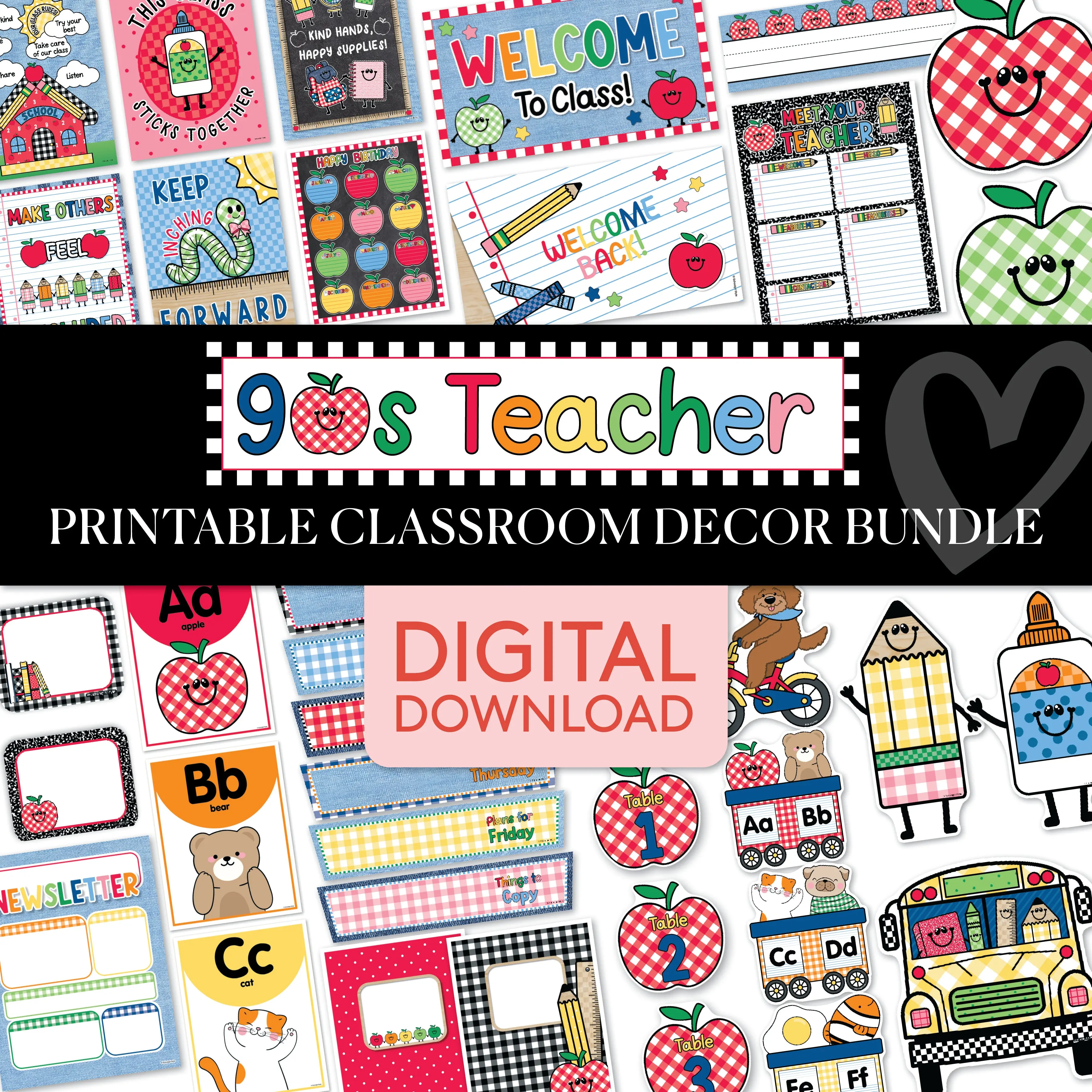 90s Teacher Full Printable Classroom Decor Bundle