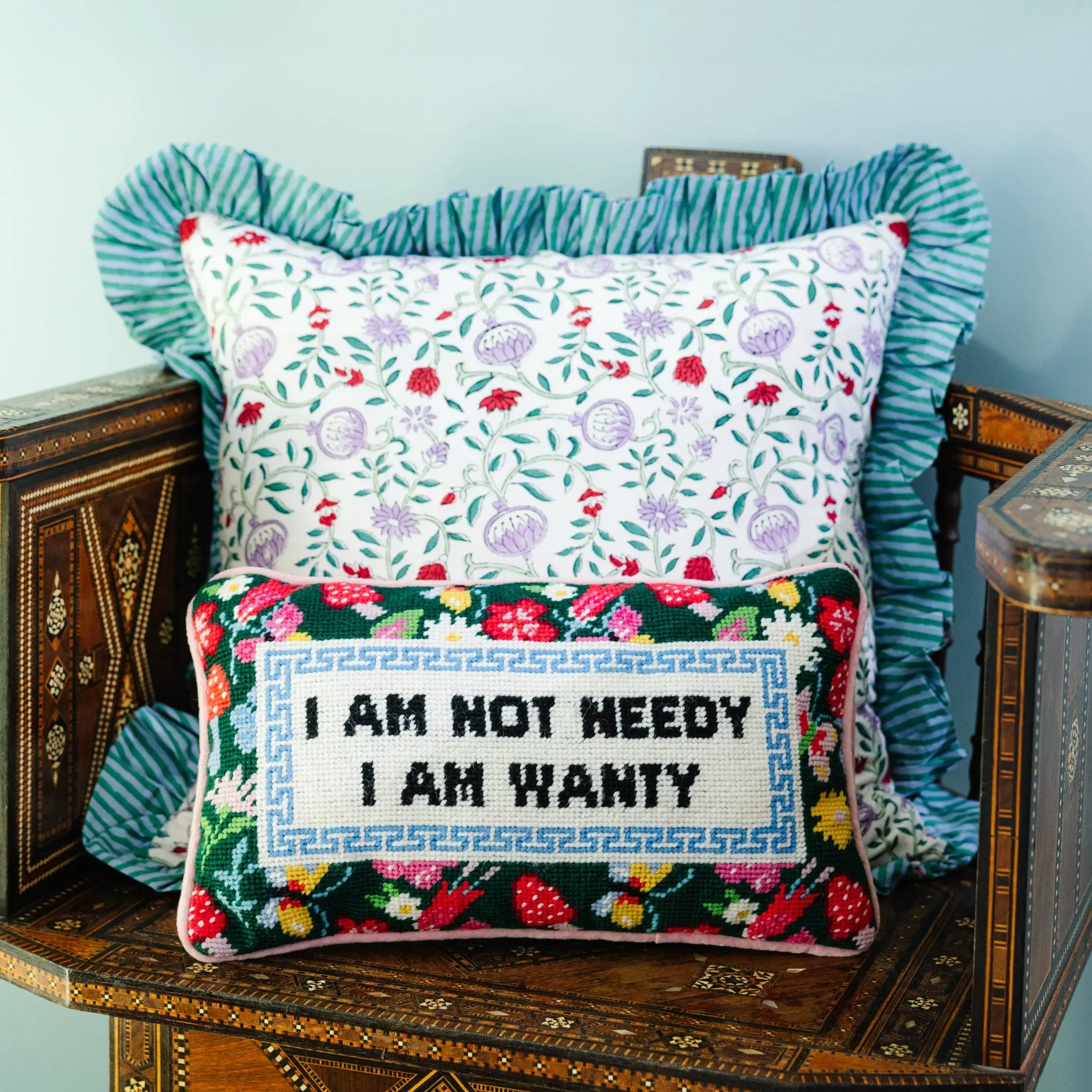 Needlepoint Pillow, Happiness-Infused Dopamine Decor with Unique Patterns for Pinterest Bedroom