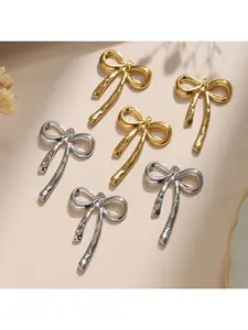 5 pieces of stainless steel bowknot ribbon DIY pendant jewelry earring accessories, elegant bowknot pendants, can be inlaid with diamonds