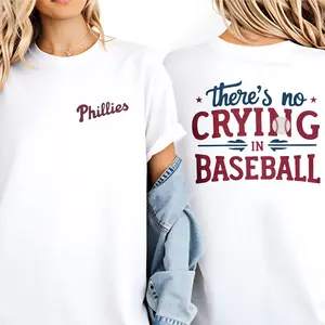 There's No Crying In Baseball T-Shirt, Front & Back Print Retro Baseball Graphic Tee, Vintage Baseball T-Shirt, Gift for Fan