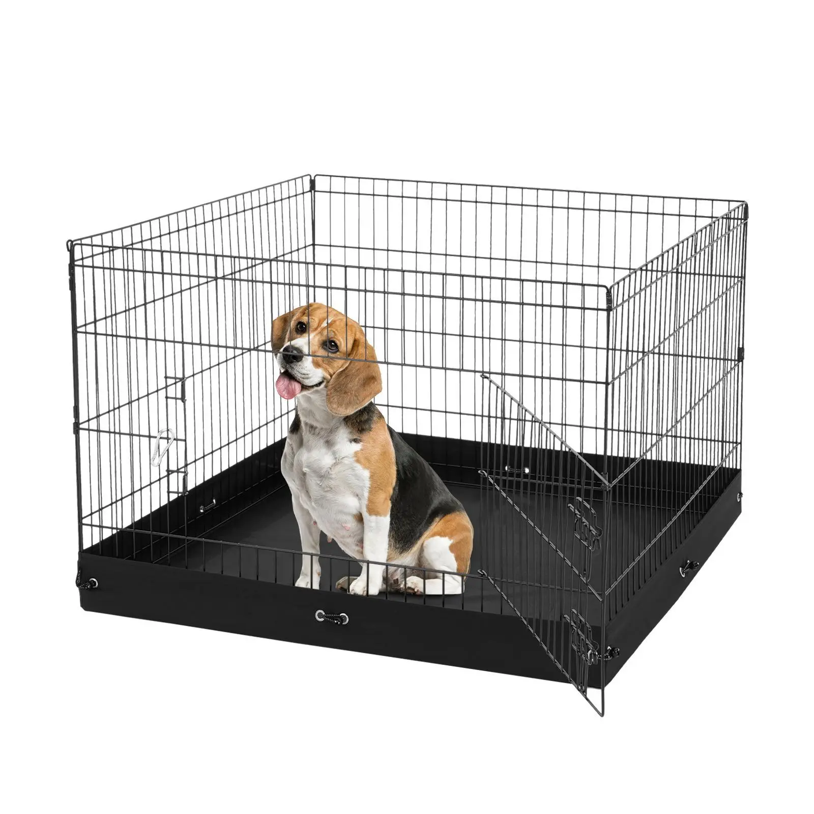 VEVOR Durable Puppy Playpen for Small Dogs-Cats, 4-Piece 24x36 in Foldable Metal Pen with Easy Access Door, Mesh, Carabiner Clips, 600D Oxford Fabric Bottom Pad, Father's Day Gift