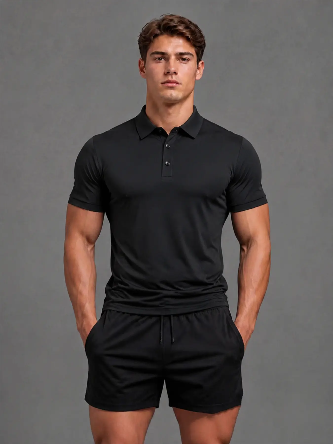 Male Polyester Short-Sleeve Tropical Quick-Dry Performance Polo Shirt - Breathable Slim-Fit Plain Casual Collared Top for Golf, Everyday Wear, Lightweight Fitted Polo Shirts, Flattering Fit summer business style outfit comfortable