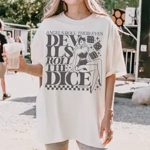 Devils Roll The Dice Comfort Color Graphic T-Shirt, Taylor, Angels Roll Eyes, Poet Society, Swift, Plus Size, Cruel Summer, Lover, Terriblay