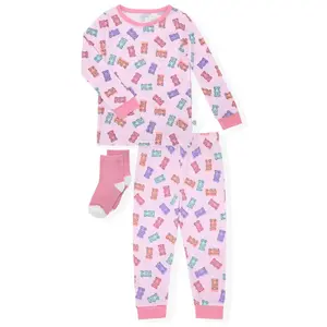 Sleep On It Infant & Toddler Girls 2-Piece Super Soft Jersey Snug-Fit Pajama Set with Matching Socks