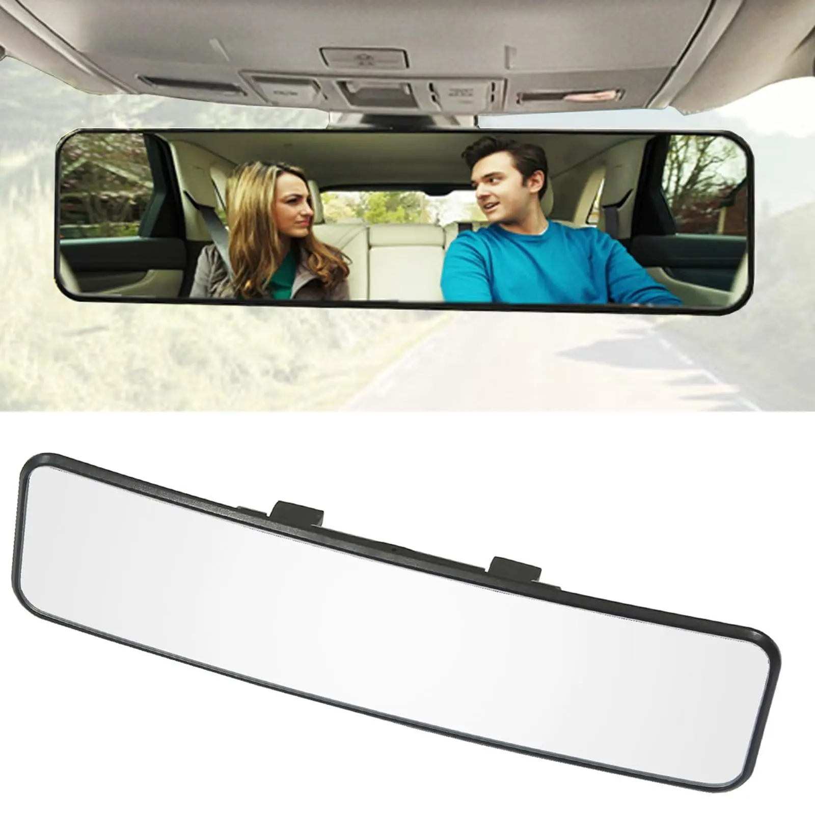Rear View Mirror  Universal 11.4 Inch Interior Clip On Panoramic Rearview Wide Angle Convex Car To Reduce Blind Spot Effectively For Suv - Clear