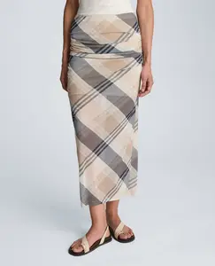 Pull On Side Ruched Midi Skirt