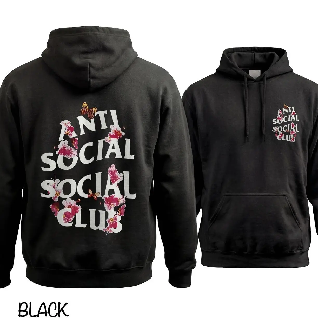 Anti Social Club Style Hoodie, Retro Y2K Graphic Streetwear, Casual Pullover Fit, Soft Cotton Unisex For Men Women
