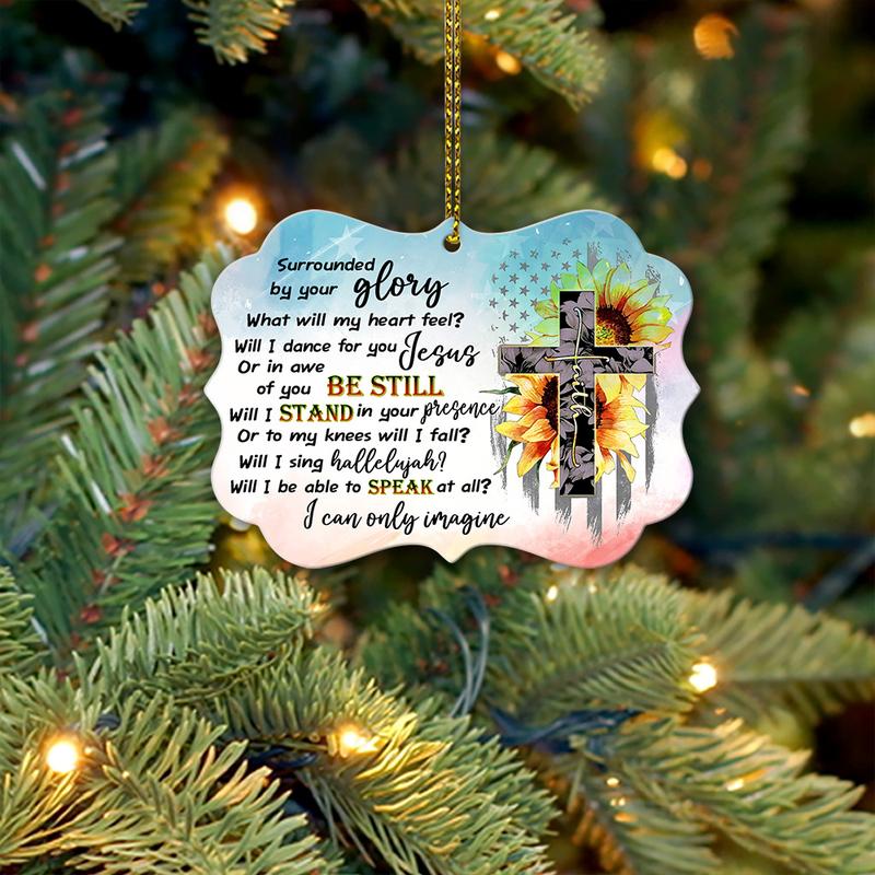 I Can Only Imagine Sunflower Faith Cross Wood Ornament USA Christians Gift Decor