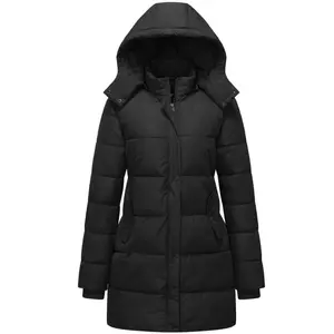 Women's Winter Thicken Puffer Coat Warm Snow Jacket with Removable Hood Fashions Long Jacket