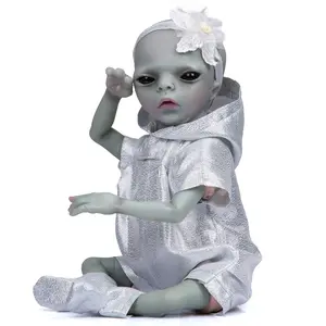 Mini Reborn Baby Dolls Realistic Alien Doll 14 Inch Preemie Size Vinyl Newborn Doll Intelligent Beings Lifelike Reborn Alien Baby Soft Cloth Body Handmade Toys Gifts