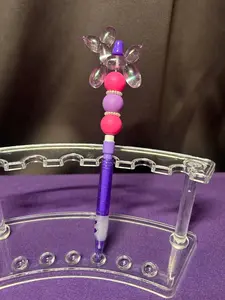 Balloon Dog Beaded Pencil - Colorful Design with Pink and Purple Accents, Clear Pencil Body, and Decorative Bubble Accents