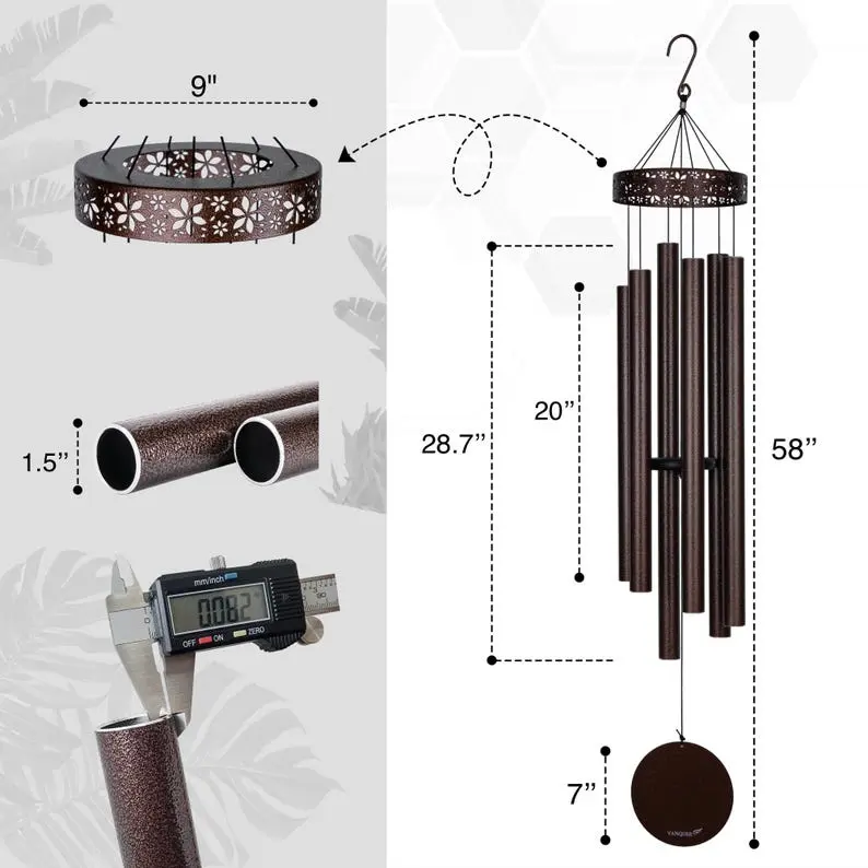 Large Wind Chimes for Outside Deep Tone 38"| 48"| 58'' Wind Chimes Outdoor Clearance,Memorial Sympathy Gift,Garden Yard,home decor