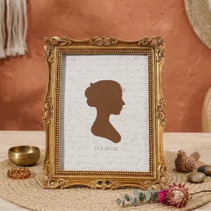 European Vintage 3D Floral Home Decor Frame, Resin Material Hand-Painted Photo Display, Indoor Desktop Decoration, Bedroom Office Use