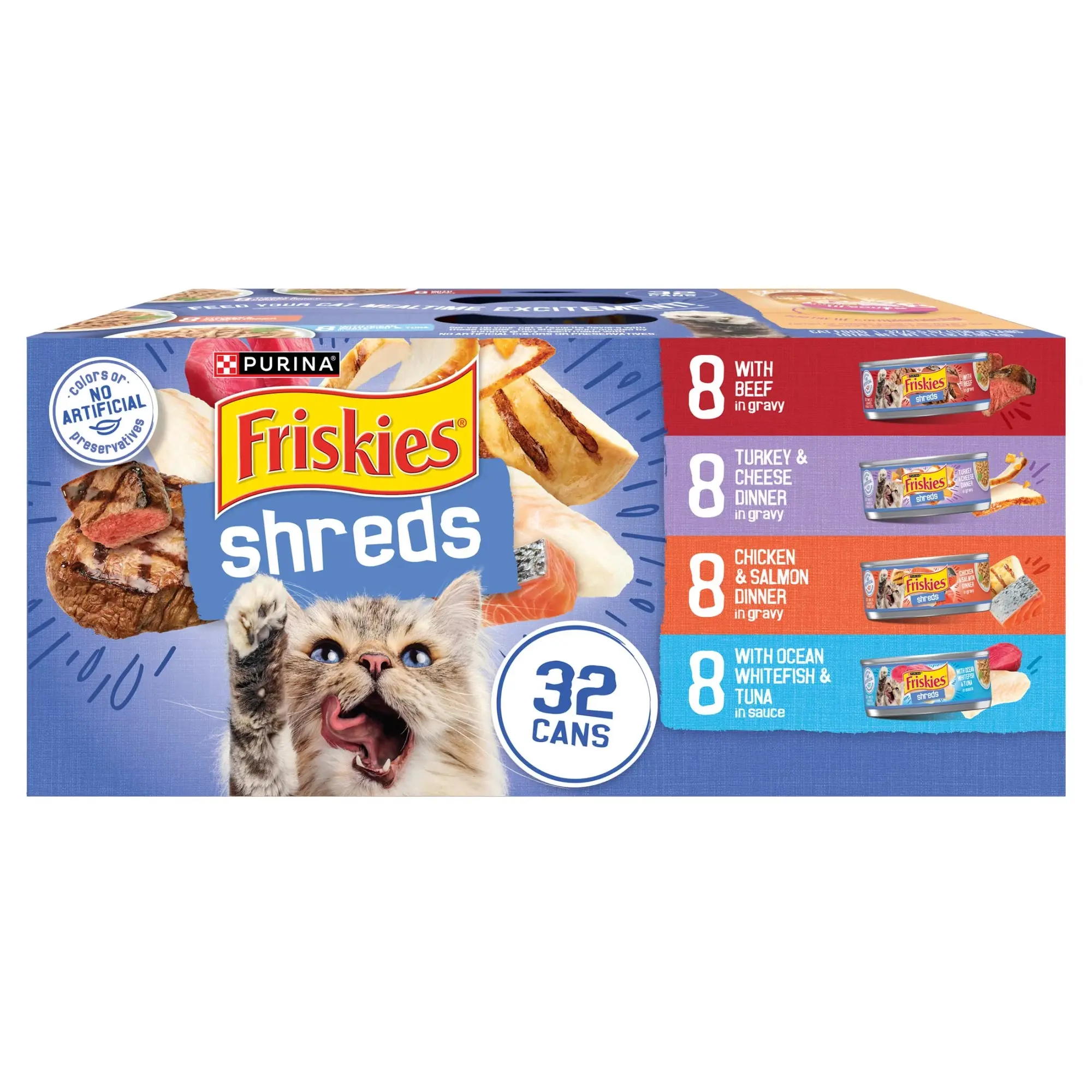 Friskies Shreds Wet Cat Food Variety Pack, 5.5-oz Cans, 32-Pack Cat Wet Food Supplies