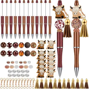 82pcs Beadable Pens set with 12pcs Yak Styles of decorative accessories, 12pcs Writing Pens, 24pcs Assorted Colors Beads, and a variety of combination accessoriesDIY Accessories Kit, Office Supplies, Gifts, Beaded Pen