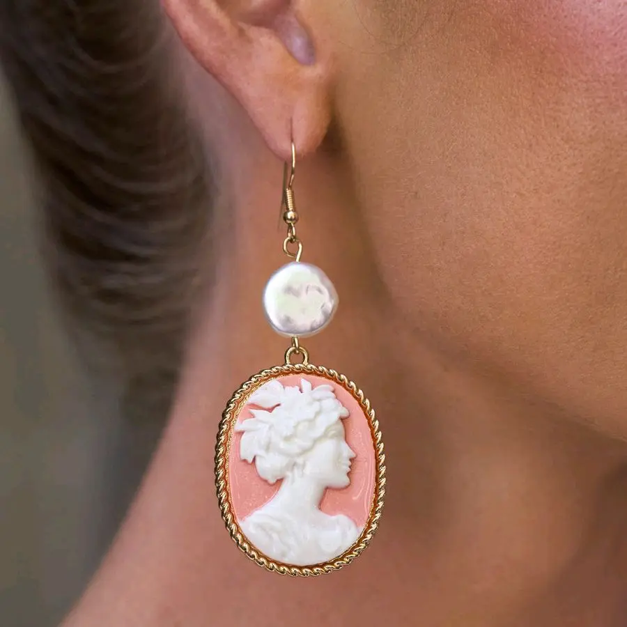 Captivating Cameo - Orange Earring