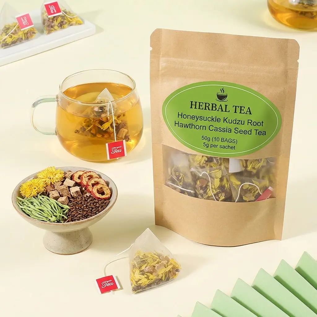 Floral & Citrus Herbal Tea Bags, 10 Count (50g), Sugar-Free & Caffeine-Free Triangle Sachets, Natural Refreshing Blend for Daily Sipping