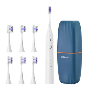 Etekcity Electric Toothbrush, Learning Mode for Beginner with 6 Brush Heads,  2 Mins Smart Timer, Travel Case, White