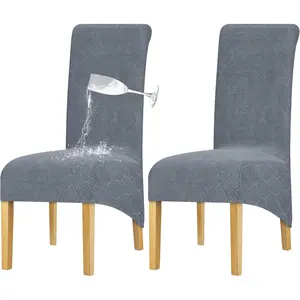 Waterproof Chair Covers Set of 2 - Stretch Xl/Oversized Large Dining Chair Cover High Back Dining Room Chair Covers Oversized Chair Seat Protect Chairs Slipcovers for(Dark Grey)