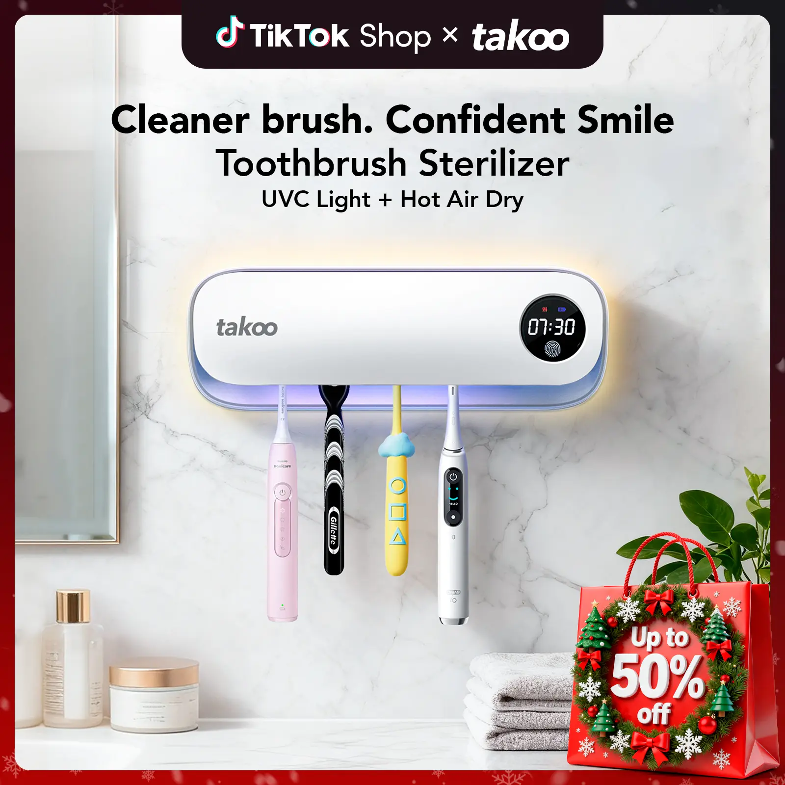 [2026 Gift List] TAKOO Smart Toothbrush & Razor Sterilizer with UV ...