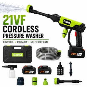 【SummerVibes】SEEVOLX Cordless Pressure Washer Gun, Portable Electric Car Washer with Rechargeable Battery, Ergonomic Handle, 6-in-1 Nozzle, Up to 30min Runtime for Vehicle, Driveway & Deck Cleaning