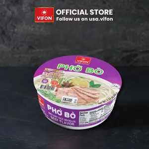 VIFON Vietnamese Beef Flavor Rice Noodle (Pho Bo) 12 Bowls - 2.47 oz each