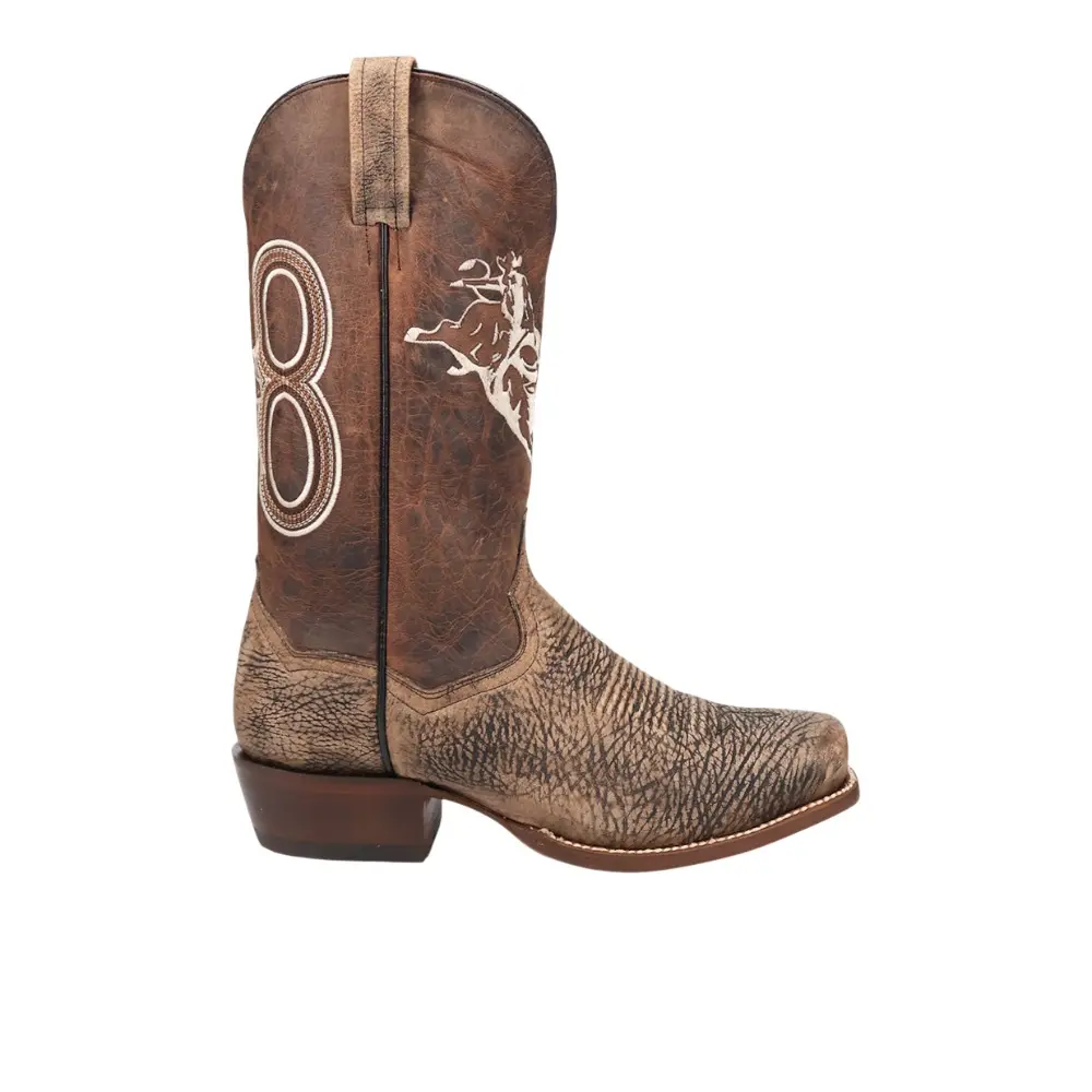Dan Post Boots Mens Mauney Embroidered Graphic Bison Pull On Square Toe  Casual Boots Mid Calf - Brown