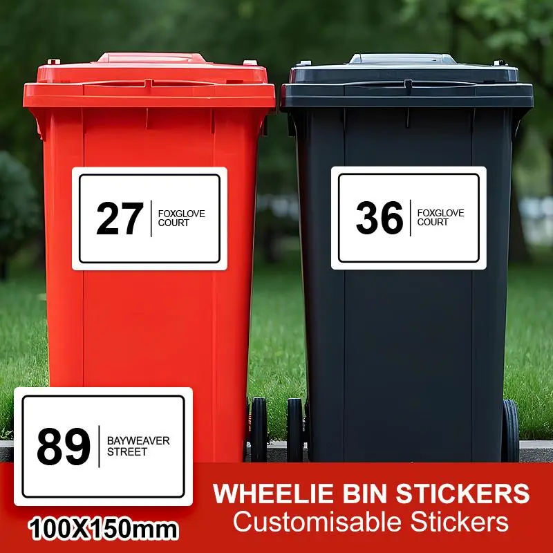 Customized Wheelie Bin Stickers - Waterproof Vinyl Trash Can Decals with Removable Adhesive for Home & Outdoor Use