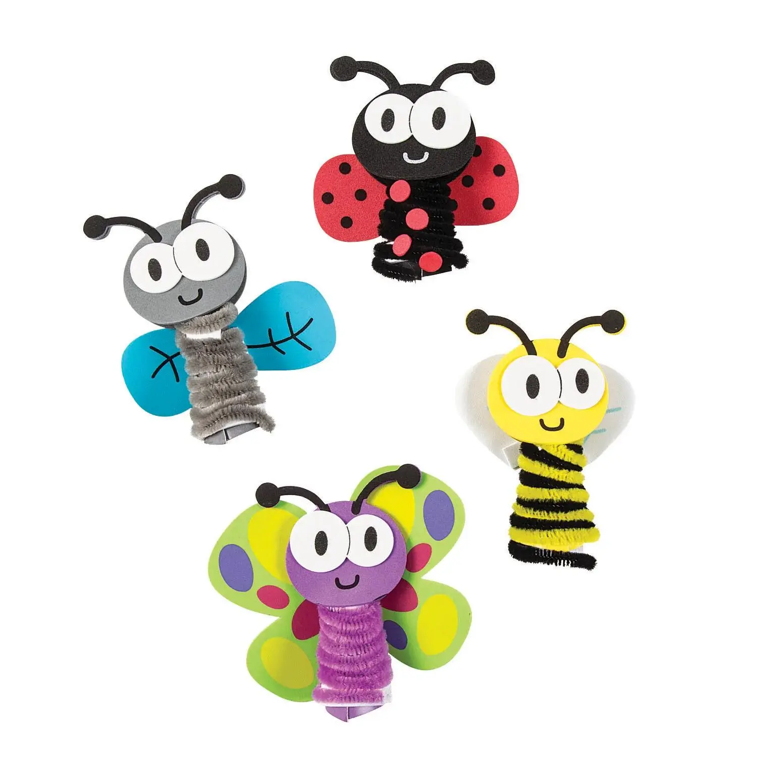 Chenille Bug Finger Puppet Craft Kit - Makes 12