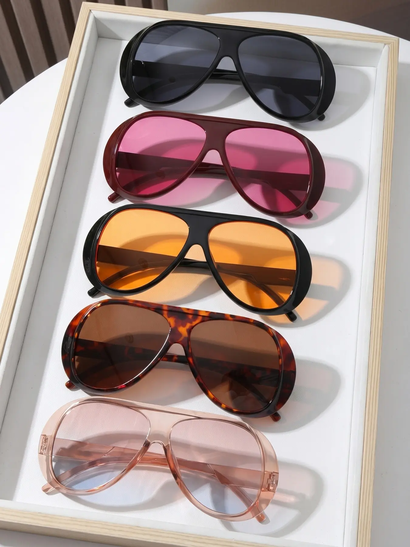 5 Pairs Fashion Large Frame Pilot Sunglasses, Unisex Uv400 Protection, Fashionable Sunglasses, Uv Protective Sunglasses, Casual Style, All Seasons, Ideal for Daily Commute