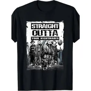 Straight Outta Nightmares" Men's Vintage Horror Halloween T-Shirt - 100%25 Cotton