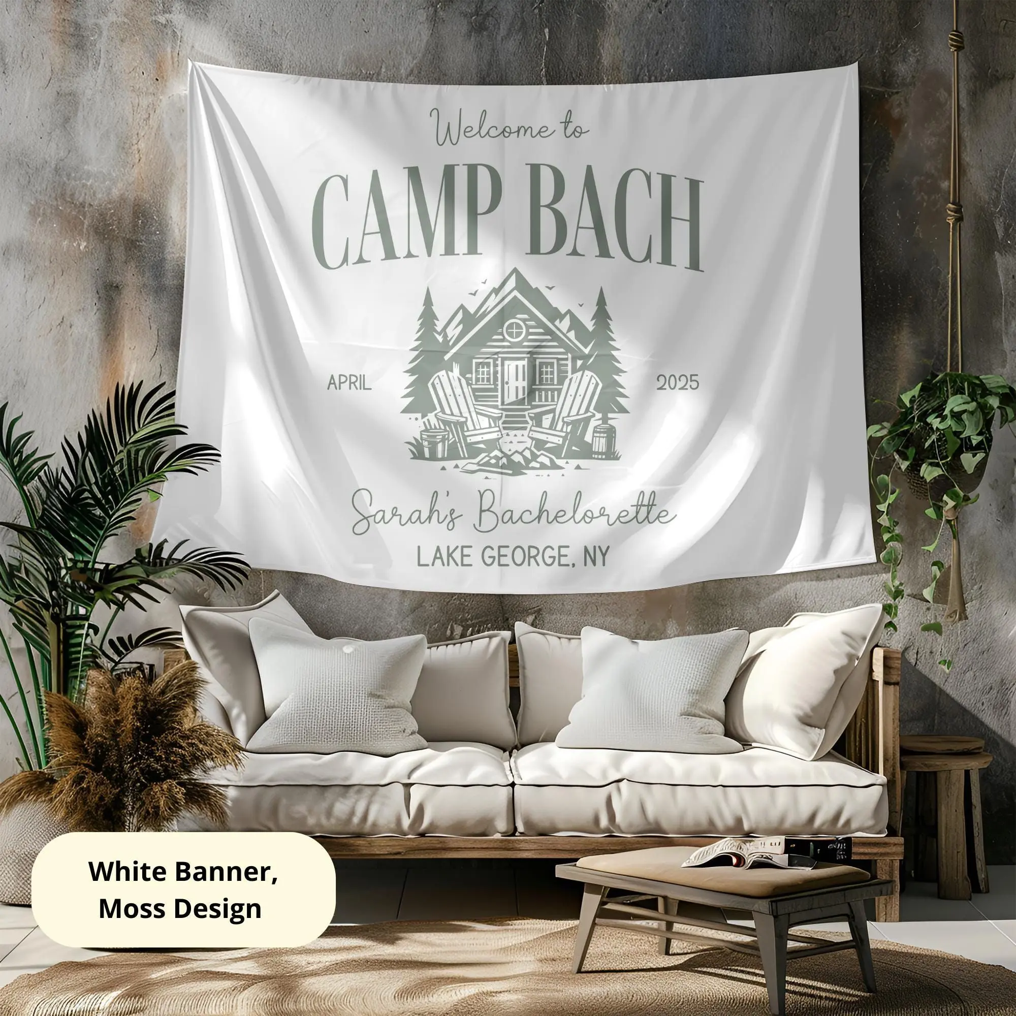 Custom Camp Bachelorette Banner, Personalized Camping Bach Flag, Camp Bach Decor, Camp Bachelorette Party, Cabin Bachelorette Tapestry