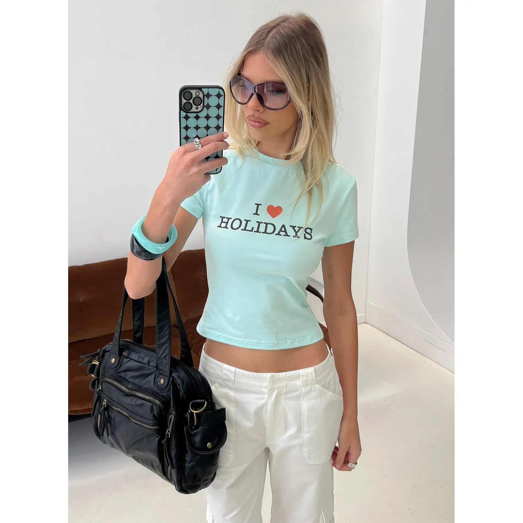 I Love Holidays Graphic Baby Tee Jelly Mint