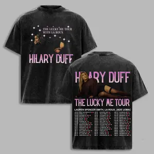 Hilary Duff The Lucky Me Tour Shirt – Vintage Washed Pop Concert Graphic Tee, 2000s Throwback Y2K Fan, Pop Nostalgia Fan T-Shirt, 2000skids, nostalgiatee, popculturetee, 2000saesthetic, hilaryduff, popmusic, concerttee, nostalgia