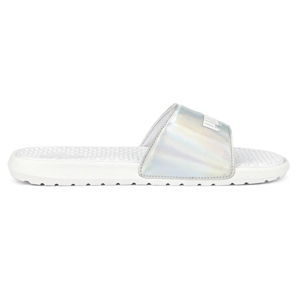 PUMA Womens Cool Cat Distressed Metallic Slide Casual Sandals Casual - White